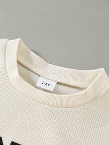 1-5T Toddlers Summer Sports Casual Breathable 1977 Numeric Print T-Shirt & Shorts Sets, Suitable For Boys And Girls - Apricot - View 4