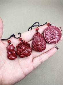 1 pieza Colgante de zorro de cinabrio natural de alto contenido, colgante de collar de arena púrpura dorada, amuleto para el año del zodíaco, colgante de zorro de nueve colas carismático, atrae flores de durazno, joyería retro de moda unisex, regalo del Día de San Valentín, mamá, madre, Día de la Madre, regalo