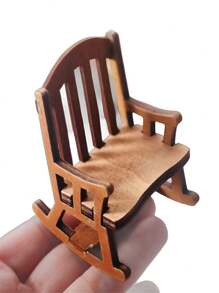 1:12 Scale Doll House Miniature Furniture Vintage Rocking Chair, Wooden Stool, Home Decor Ornament, Retro Nostalgia Rocking Chair, New Chinese Style Chair Miniature Model, European Retro Wooden Rocking Chair, Micro Landscape Decor Accessories