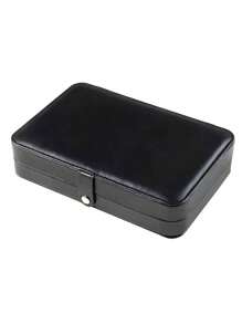 1 pieza Caja de almacenamiento de joyas de PU, Caja de joyas de viaje, Caja de almacenamiento de joyas de cierre a presión, Caja de viaje portátil de doble capa con soporte de exhibición, Caja de almacenamiento multifuncional para joyas, pendientes y anillos, Regalo de Navidad, Regalo del Día de San Valentín