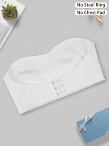 1件装女士纯色前扣无垫抹胸文胸，性感舒适白色无钢圈文胸 - 白色 - 查看 8