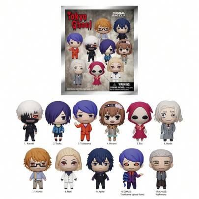 Crunchyroll 1 buc Tokyo Ghoul bag clip mister blind box bag clip drăguț cuplu cadouri 3D anime character serie pandantiv breloc split Kaneki sau alte personaje aleatorii unul pentru petrecere de aniversare cadouri de Ziua Îndrăgostiților pentru cei mai buni prieteni familia fani licențiat oficial
