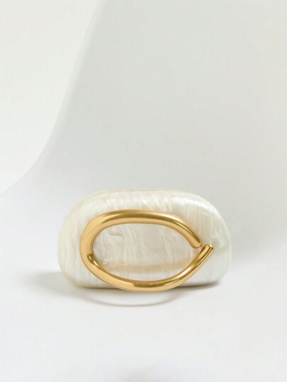 Gold Closure Box Acrylic Clutch Bag, Women's Evening Wedding Party Cute Purse Handbag, 2024 Winter New Square Shape, Bags Ladies Elegant