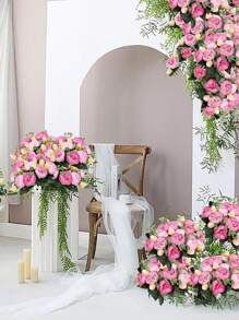 1 pieza/3 piezas Ramo de flores de peonía artificial, ramo de rosas falsas, ramo de flores exquisito, peonía de seda, adecuado para decoración del hogar, fiesta, boda, centro de mesa nupcial, decoración del Día de San Valentín, regalo de cumpleaños, ceremonia de graduación y talla grande ocasiones. - Rosa - Ver 4