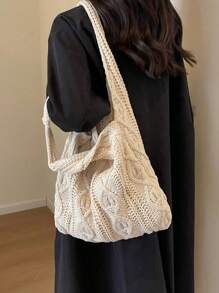 ENBEI Crochet Bags For Women Summer Beach Tote Bag Aesthetic Tote Bag Hippie Bag Knit Bag Fashion Must-Have: Women Crochet Knit Tote Bag, Hollow Out Handbag, Beach Travel Shoulder Bag, -Friendly Large Capacity Shopping Bag With Sand-Shaking Design, Perfect Gift For Students And Female Tourists In Outdoor Activities, Traveling And Shopping