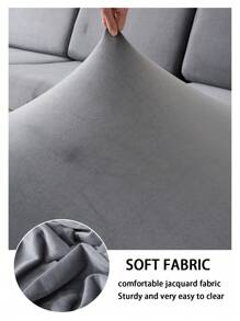1pc Universal Silver Fox Velvet Anti-Slip Sofa Seat Cover, Soft & Skin-Friendly, Elastic Pet Hair Resistant Sofa Slipcover, Suitable For L-Shaped And 1/2/3/4 Seat Sofa In Living Room (Pillow Not Included, Sold Individually) - Light Grey - View 10