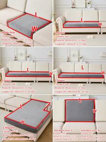 1pc Universal Silver Fox Velvet Anti-Slip Sofa Seat Cover, Soft & Skin-Friendly, Elastic Pet Hair Resistant Sofa Slipcover, Suitable For L-Shaped And 1/2/3/4 Seat Sofa In Living Room (Pillow Not Included, Sold Individually) - Light Grey - View 4