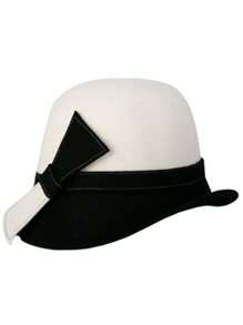 HIMESPORT Sombrero de fieltro de lana blanco de ala ancha con lazo para mujer y dama. Sombrero de copa, sombrero de fieltro, sombrero para fiestas de té, vestidos de boda, iglesia, carreras de Derby, sombrero de cóctel, sombrero de pillbox