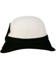 HIMESPORT Sombrero de fieltro de lana blanco de ala ancha con lazo para mujer y dama. Sombrero de copa, sombrero de fieltro, sombrero para fiestas de té, vestidos de boda, iglesia, carreras de Derby, sombrero de cóctel, sombrero de pillbox