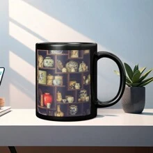 1 tazza da caffè in ceramica da 330 ml con manico, tazza con disegno sublimato unico, tazza nera solida, regalo originale, adatta per bevande calde o fredde come caffè freddo, whisky, succo. Ottima per Ognissanti, Natale, matrimonio, compleanno, San Valentino. - nero - Visualizzare 18