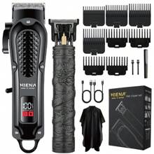 HIENA 2 Pieces Men's Hair Clipper Beard Trimmer, Trim Tool For Home Styling, USB Rechargeable Men's Beauty Set, The Perfect Gift