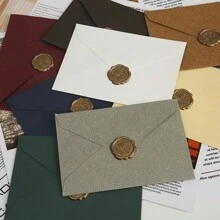 5 pièces Enveloppes de style vintage en toile de jute, enveloppes de cachets de cire d'invitation rétro - 1 pièce enveloppe + 1 pièce sceau de cire, retour à l'école