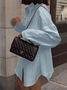 Striped Large Pockets Long Sleeve Shirt