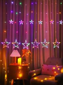 1 szt. 3-metrowy dekoracyjny łańcuch świetlny LED w kształcie gwiazdy, zasilany bateryjnie, do dekoracji wnętrz, sypialni, dekoracji ściennych, witryn sklepowych, parapetów barowych, dekoracji korytarza, dekoracyjnych łańcuchów świetlnych LED w kształcie gwiazdek, świątecznych dekoracji na imprezę