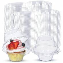 NPLUX 150 Pack Individual Cupcake Containers Plastic Cupcake Boxes Cupcake Holders Stackable Deep Dome Cupcake Carrier - 150 Pack Transparent - View 2