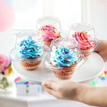 NPLUX 150 Pack Individual Cupcake Containers Plastic Cupcake Boxes Cupcake Holders Stackable Deep Dome Cupcake Carrier - 150 Pack Transparent - View 8