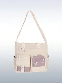 Women's Crossbody Bag Contrast Color Messenger Bag Nylon Crossbody Bag Shoulder Bag Fashion Casual Handbag - trắng - Xem 1