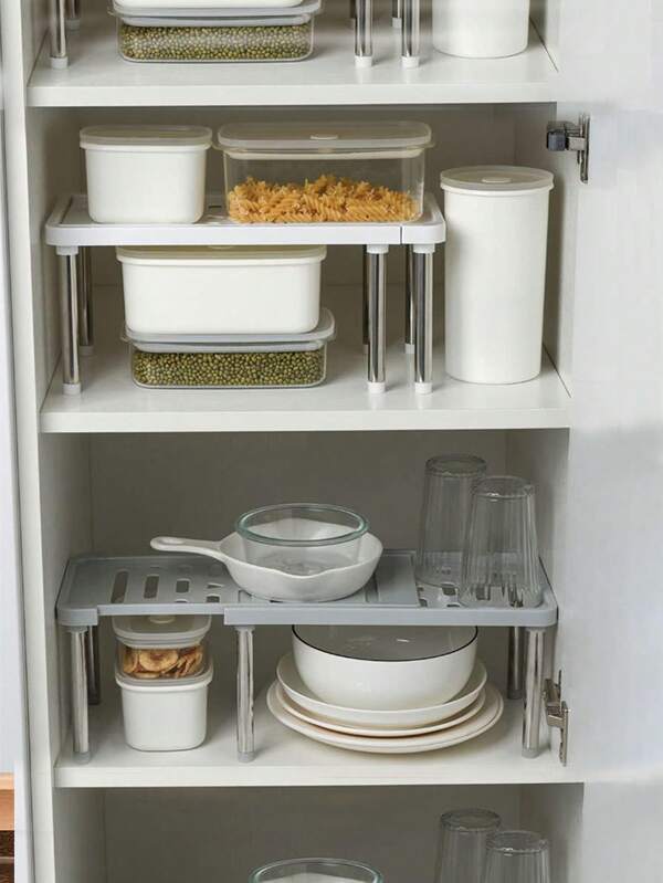 Adjustable Kitchen Storage Rack, Multi-Functional Under Sink Shelf, Cabinet Organizer For Plates, Bowls, Spice Bottles