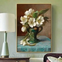 1pc Wall Arts Posters Optional Frame Botanica Europe Classical Retro Flowers Oil Painting Nordic Beautiful Floral Wall Art Poster Canvas Print Hallway Picture Room Home Decor Pop ,Wall Art With Frame
