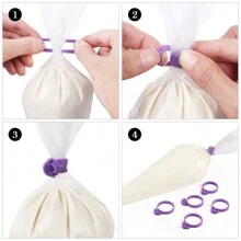 10pcs Silicone Fixing Rings, Suitable For Piping Bags, Cable Ties, Sealing Rings, Decorative Flower Bags, Cakes, Etc. - Purple - View 3