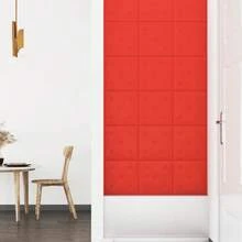 Stylish Red Faux Leather Wall Panels Set Of 12 30 Cm Covering 1.08 M² For Home Decor - 紅色 - 查看 3