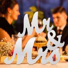 1 Piece Mrs & Mr Creative Wooden Craft Ornament Alphabet Wedding Supplies Wedding Props Wedding Party Decoration,Christmas - White - View 10
