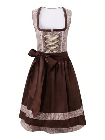 Robe Dirndl de l'Oktoberfest allemand pour femmes, 2 pièces, tenue de carnaval de la bière