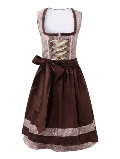 German Oktoberfest  Dirndl Dress For Women 2 Pieces Beer Carnival Outfit