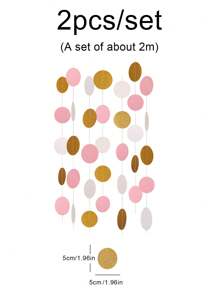 1 Set (2pcs) Paper Round Confetti Hanging Decorations For Party, Room Background, Celebration - Black - View 5