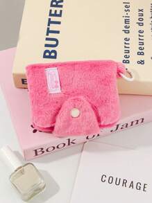 Cute Plush Kawaii Cartoon Plush Bluetooth Headset Protective Cover Girl Design Small Wallet Wireless Earphone Cases With With Keychain Compact Coin Pouch & Card Holder With Keychain, - Multicolor - View 13