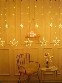 1 szt. 3-metrowy dekoracyjny łańcuch świetlny LED w kształcie gwiazdy, zasilany bateryjnie, do dekoracji wnętrz, sypialni, dekoracji ściennych, witryn sklepowych, parapetów barowych, dekoracji korytarza, dekoracyjnych łańcuchów świetlnych LED w kształcie gwiazdek, świątecznych dekoracji na imprezę
