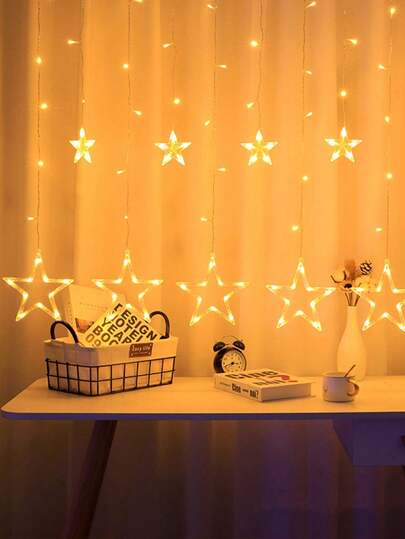 1 szt. 3-metrowy dekoracyjny łańcuch świetlny LED w kształcie gwiazdy, zasilany bateryjnie, do dekoracji wnętrz, sypialni, dekoracji ściennych, witryn sklepowych, parapetów barowych, dekoracji korytarza, dekoracyjnych łańcuchów świetlnych LED w kształcie gwiazdek, świątecznych dekoracji na imprezę