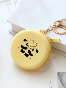 1/5pcs Round Silicone Coin Purse Mini Zipper Key Pouch Keychain,Candy Colors Multi-Function Storage Bag,Data Cable Storage Bag,Korean INS Style Cute Coin Storage Bag Ladies Wallet Key Bag Headphone Storage Case,Travel Accessories - Multicolor - View 5