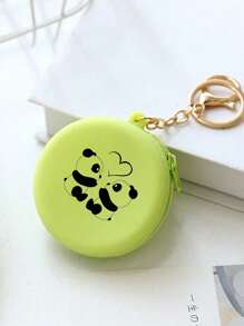 1/5pcs Round Silicone Coin Purse Mini Zipper Key Pouch Keychain,Candy Colors Multi-Function Storage Bag,Data Cable Storage Bag,Korean INS Style Cute Coin Storage Bag Ladies Wallet Key Bag Headphone Storage Case,Travel Accessories - Multicolor - View 4