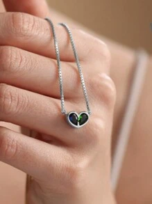 1pc Customizable Dual Color Diamond Exquisite Heart-Shaped Fashion Versatile Personalized Birthstone Necklace Customizable Name Simple Daily Style, Products Include Gift Boxes, Valentine's Day Gifts, Birthday Gifts, Mother's Day Gifts, Daily Gifts