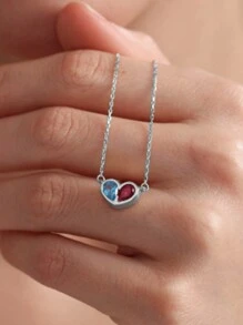 1pc Customizable Dual Color Diamond Exquisite Heart-Shaped Fashion Versatile Personalized Birthstone Necklace Customizable Name Simple Daily Style, Products Include Gift Boxes, Valentine's Day Gifts, Birthday Gifts, Mother's Day Gifts, Daily Gifts