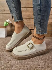 New Fashionable Round Toe Flat Loafers, Casual Low Top Oxfords, British Style Plus Size Women Shoes, Suitable For Spring/Autumn