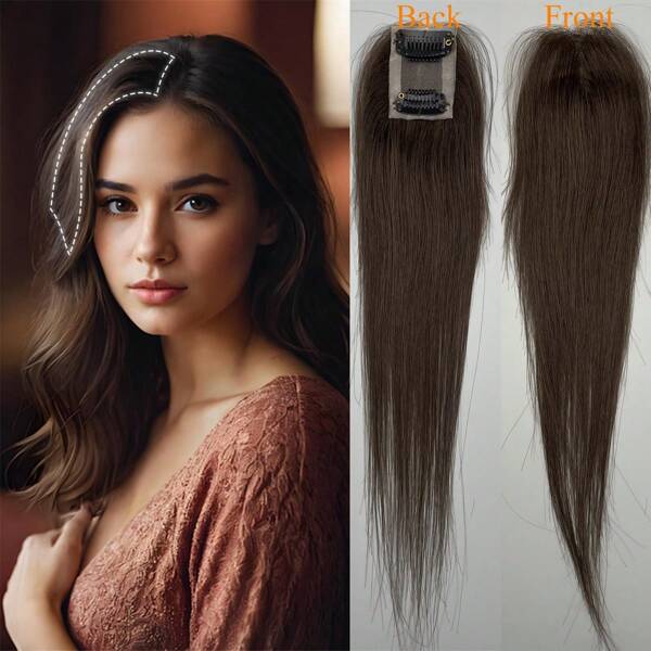 1 peça 10 polegadas mini full handtied lace human hair toppers para mulheres retas naturais peruca de cabelo humano soft toppers para mulheres com cabelos ralos extensões de cabelo curto free part lace toppers podem ser usados para engrossar a parte superior e as laterais do cabelo