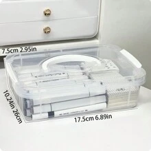 Hộp đựng đồ đa năng có tay cầm dung tích cực lớn 4 tầng, hộp đựng đồ chơi/khối xếp hình, hộp đựng đồ dùng văn phòng phẩm/sổ tay//ngăn đựng bút dạ, nhựa trong suốt để nhìn rõ - Trong sáng - Xem 13