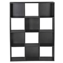12-Cube Black Storage Organizer Bookcase Home Office Display Bookshelf Shelves