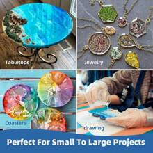 1:1 AB透明环氧树脂套装，17盎司/6.83盎司/3.42盎司 - 8小时快速固化，无气泡，是DIY艺术、珠宝、桌面装饰和工艺品的理想之选，耐刮擦，抗黄变，表面光滑，非常适合初学者。 - 彩色 - 查看 8