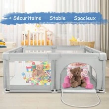 Parque Infantil para Bebés 120 x 120 x 66 cm, con 50 Bolas Marinas, Compacto y Estable, Protección de Espuma, Malla Transparente Antideslizante Transpirable, Cremallera, Adecuado para bebés y niños pequeños, Interior y Exterior