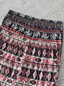 3pcs Plus Size Women Pajama Pants, Casual Drawstring Pants With Bohemian Elephant Print, Stretchy Knit Fabric, Comfortable For Lounging Or Outerwear, Vacation