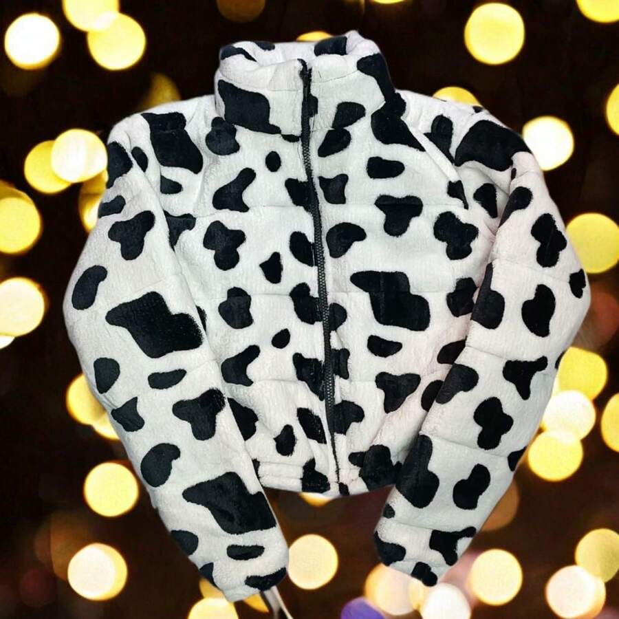 chamarra puf de vaca - Blanco y Negro - Ver 1