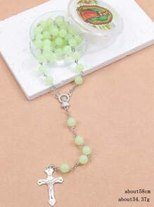 1 件优雅实惠的 8 毫米/6 毫米约 59 件塑料夜光串珠十字架吊坠项链、教堂洗礼节日礼物、毛衣链 - 夜光串珠項鍊 - 查看 7