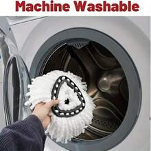 Ultra-Microfiber Rotating Mop Replacement Head - Polyester, Machine Washable, Easy To Wring Dry, Wet & Dry Use, Compatible With Rotating Mop System, Home Cleaning Accessories - Multicolor - View 5