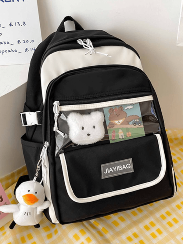 Mochila Escolar Grande em Nylon Impermeável para Estudantes Feminina