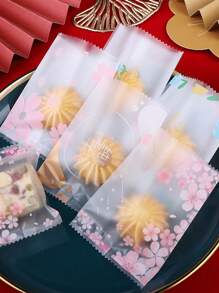 100 件装雪糕包装袋，可爱牛皮纸饼干袋，用于包装麦芽糖、蔓越莓饼干、自封盲袋