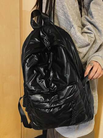 1st vattentät minimalistisk ryggsäck i enfärgad, vattentålig trendig hållbar ryggsäck, mångsidig vadderad design förvaringsryggsäck för resor, stor kapacitet, justerbara remmar, för akademiker, tonårsflickor, nybörjare, sophomore, junior senior på college, universitetsgymnasium, perfekt för utomhusbruk , Resa tillbaka till skolan