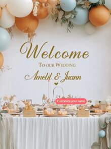 1pc Customized Name Sticker, Suitable For Weddings, Parties, Couples, Families - Marriage, Wedding, Home, Gift, Living Room, Bedroom, Decor (Gold Color) Gifts Birthday Graduation